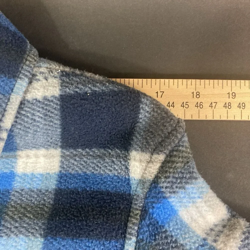 Eddie Bauer Sherpa-Lined Fleece Youth Sz 14/16 Blue Plaid Snap-Up Shacket